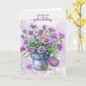 Duitse verjaardag Geburtstag Paarse Asters Kaart (Gele Bloem)