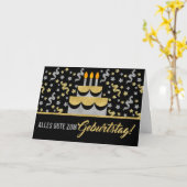 DUITSE verjaardag in Gold en Silver Faux Glitter Kaart (Gele Bloem)