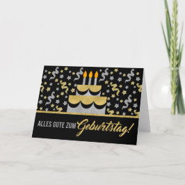DUITSE verjaardag in Gold en Silver Faux Glitter Kaart