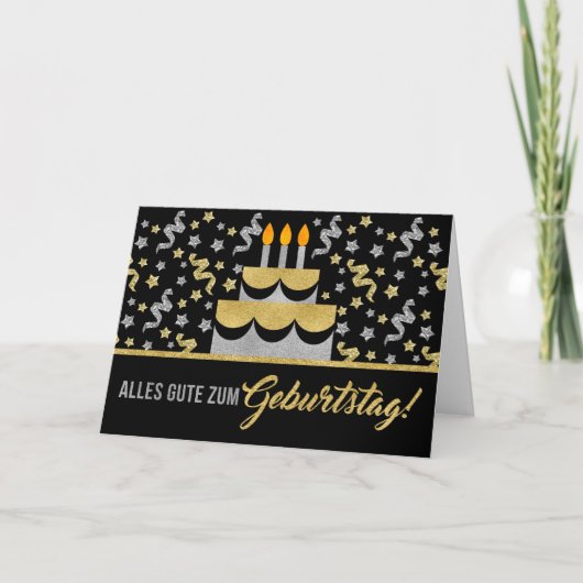 DUITSE verjaardag in Gold en Silver Faux Glitter Kaart (Voorkant)