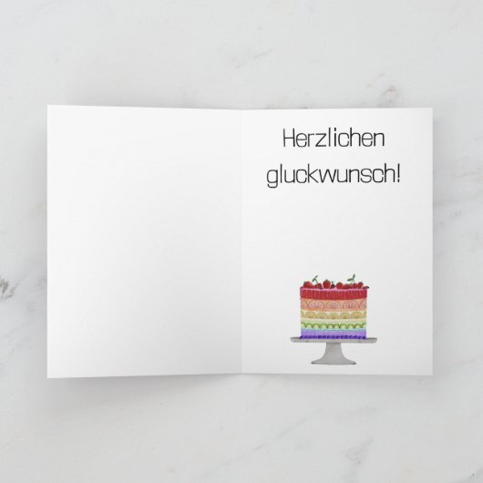 Duitse Verjaardag Regenboog Kleur Pride Cake Kaart (Binnen)