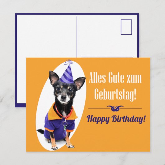 Duitse verjaardagskaart briefkaart (Voorkant / Achterkant)