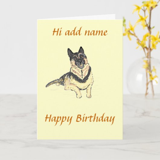 Duitse verjaardagskaart Shepherd Dog Kaart (Gele Bloem)