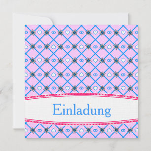 Duitse verjaardagsuitnodiging rood blauw Beieren l Kaart