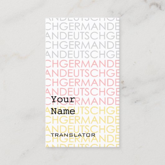 Duitse vertaler of tolk-Visitekaartjes Visitekaartje (Voorkant)