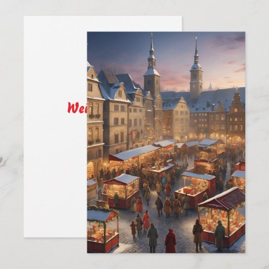 Duitse vintage kerstmarkt feestdagenkaart (Voorkant / Achterkant)