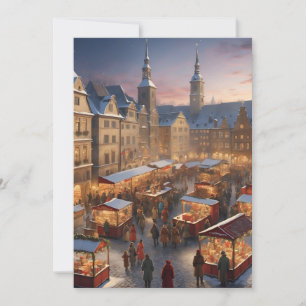 Duitse vintage kerstmarkt feestdagenkaart