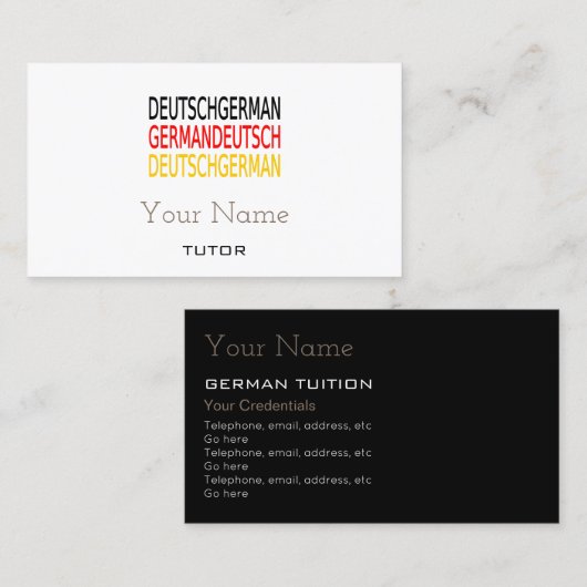 Duitse Visitekaartjes Tutor (Voorkant / Achterkant)