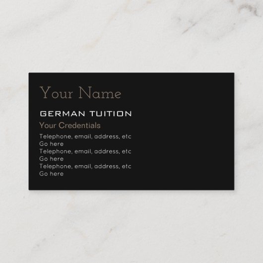 Duitse Visitekaartjes Tutor (Achterkant)