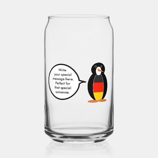 Duitse vlag aan het woord Ms Penguin gepersonalise Blikvorm Glas (Voorkant)
