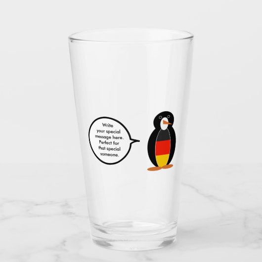 Duitse vlag aan het woord Ms Penguin gepersonalise Glas (Voorkant)