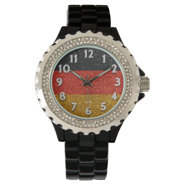 Duitse vlag Bling Glitter Mode Horloge (Voorkant)
