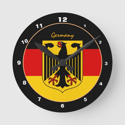 Duitse vlag, Eagle en Duitse mode/ontwerpklok Ronde Klok (Voorkant)