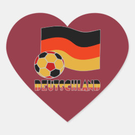 Duitse vlag en grijze Voetbal grens Hart Sticker