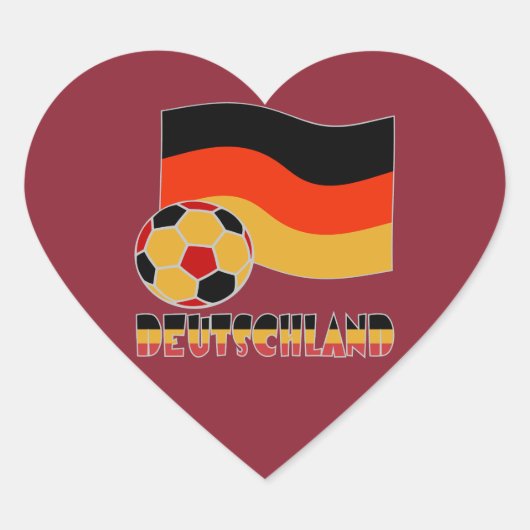 Duitse vlag en grijze Voetbal grens Hart Sticker (Voorkant)