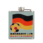 Duitse vlag en grijze Voetbal grens Heupfles (Achterkant)