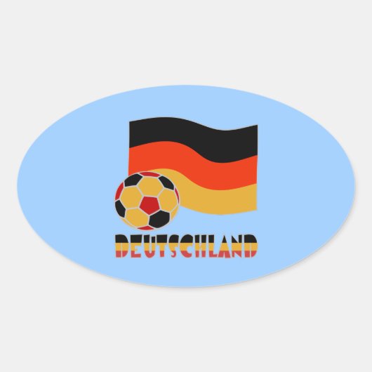 Duitse vlag en grijze Voetbal grens Ovale Sticker (Voorkant)
