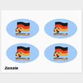 Duitse vlag en grijze Voetbal grens Ovale Sticker (Vel)