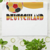Duitse Vlag en Voetbal Grauwe Rand Theedoek (Gevouwen)