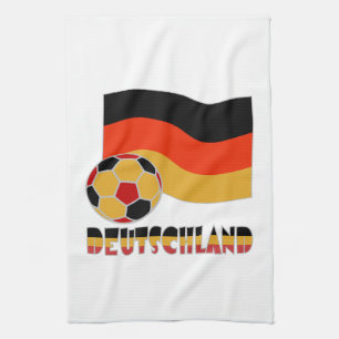 Duitse Vlag en Voetbal Grauwe Rand Theedoek