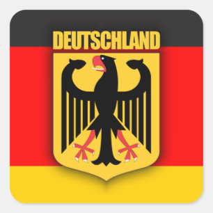 Duitse vlag en wapenmunt vierkante sticker
