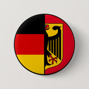 Duitse vlag en wapenschild ronde button 5,7 cm