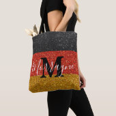 Duitse vlag Glitter Duitse monogram naam Tote Bag (Dichtbij)