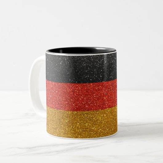 Duitse vlag Glitter Home Kantoor Coffee Tweekleurige Koffiemok (Voorkant links)