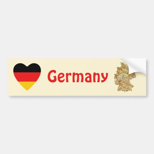 Duitse Vlag Hart + Landkaart Bumpersticker (Voorkant)