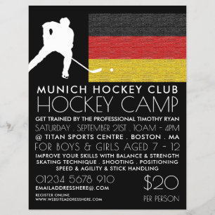 Duitse vlag, hockeyspeler, kampreclamefolder flyer