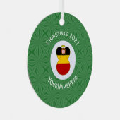 Duitse vlag kerstengelse naam jaar metalen ornament (Voorkant Rechts)