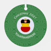 Duitse vlag kerstengelse naam jaar metalen ornament (Achterkant)