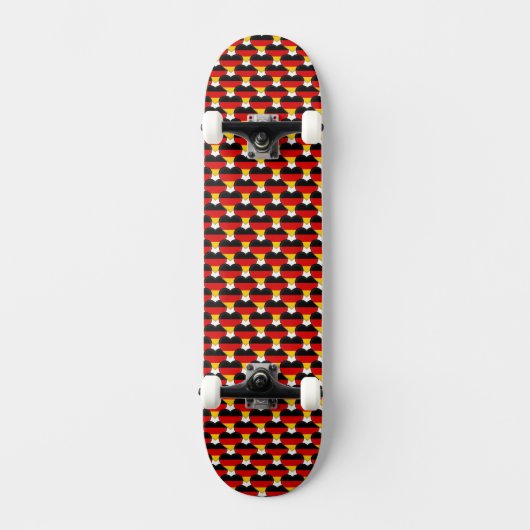 Duitse vlag kleuren harten patroon patriottisch persoonlijk skateboard (Voorkant)