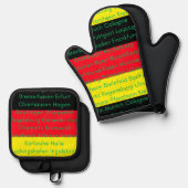 Duitse vlag kleuren met steden ovenwant & pannenlap set (Voorkant / Achterkant)