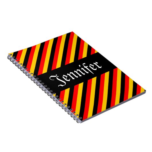 Duitse vlag - Kleurenband patroon + aangepaste naa Notitieboek (Rechterzijde)