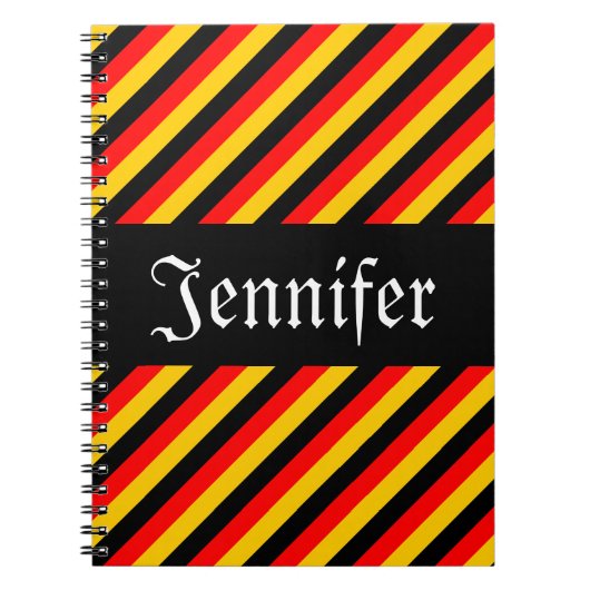 Duitse vlag - Kleurenband patroon + aangepaste naa Notitieboek (Voorkant)