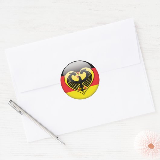Duitse vlag liefde ronde sticker (Envelop)