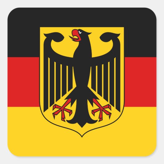 Duitse vlag met Crest Sticker (Square) (Voorkant)