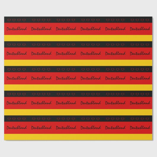 Duitse vlag met rode harten Deutschland/sportfans Cadeaupapier (Vlak)