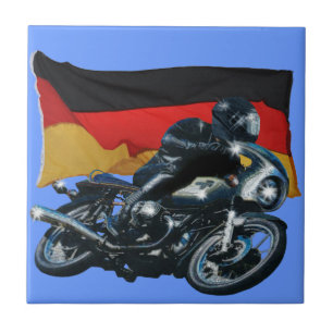 Duitse vlag & motorfiets Rider Tegeltje