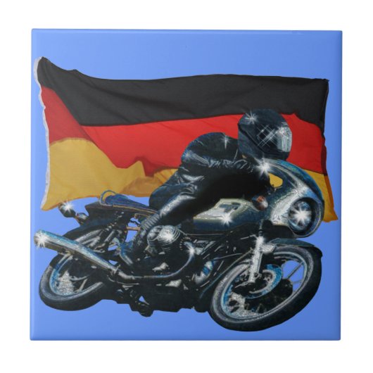 Duitse vlag & motorfiets Rider Tegeltje (Voorkant)