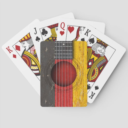 Duitse vlag op oude akoestische gitaar pokerkaarten (Achterkant)