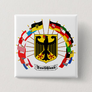 Duitse vlag Pinrad Vierkante Button 5,1 Cm