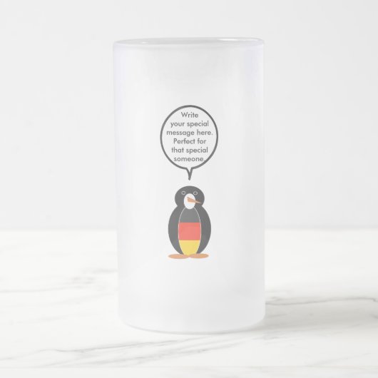 Duitse vlag pratende mevrouw Penguin gepersonalise Matglas Bierpul (Center)