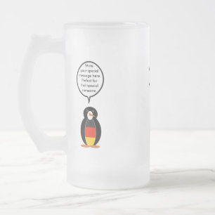 Duitse vlag pratende mevrouw Penguin gepersonalise Matglas Bierpul