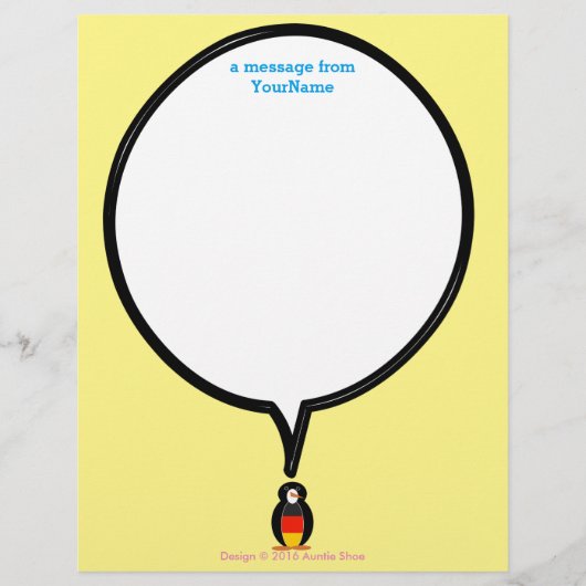Duitse Vlag Pratende Mevrouw Pinguïn Briefpapier (Voorkant)