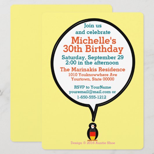 Duitse Vlag Pratende Mevrouw Pinguïn Feestje Kaart (Voorkant / Achterkant)