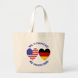Duitse Vlag USA Hart Land Erfgoed Grote Tote Bag