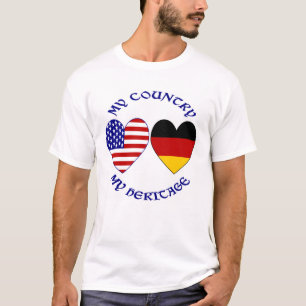 Duitse Vlag USA Hart Mijn Land Mijn Erfgoed Heren T-shirt