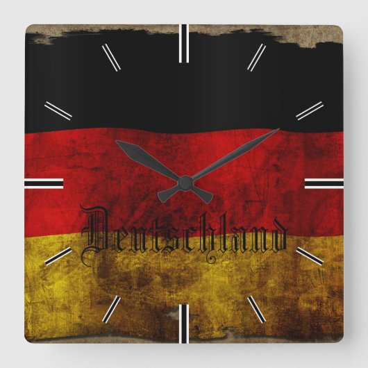 Duitse Vlag - Vintage... Vierkante Klok (Voorkant)